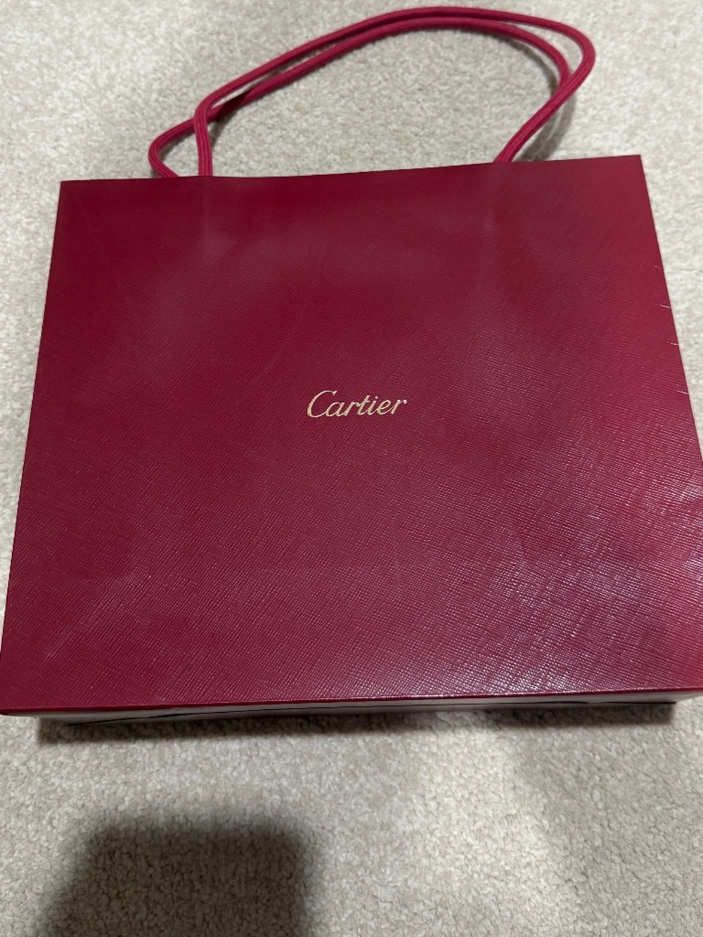 Authentic Cartier Small Red Shopping Paper Gift Bag 10x9x3.5"